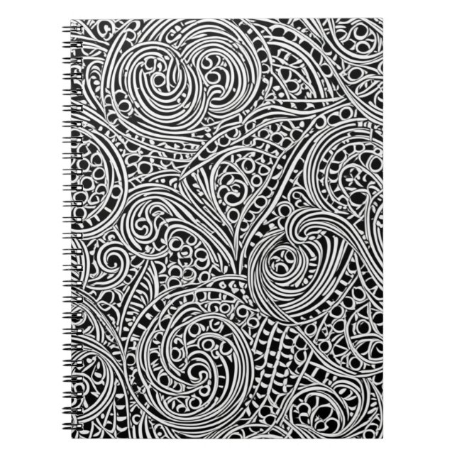 Caderno Espiral Notebook monocromático ornamentado (Frente)