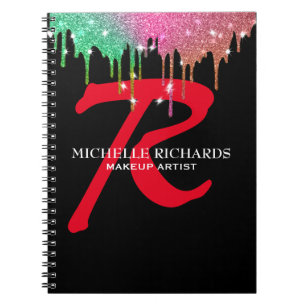 Caderno Espiral Notebook Monograma Black & Red Makeup