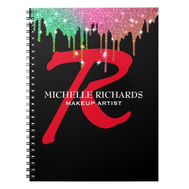 Caderno Espiral Notebook Monograma Black & Red Makeup (Frente)