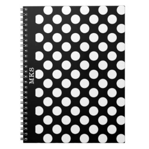 Caderno Espiral Notebook Monograma BW Polka Dotado