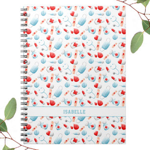 Caderno Espiral Notebook Monograma com Nome de Padrão Médico