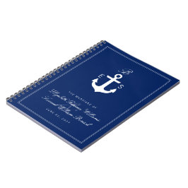 Caderno Espiral Notebook Monograma de Casamento Náutico Ancorado E