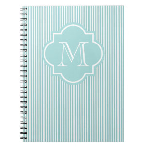 Caderno Espiral Notebook Monograma M personalizável Turquesa