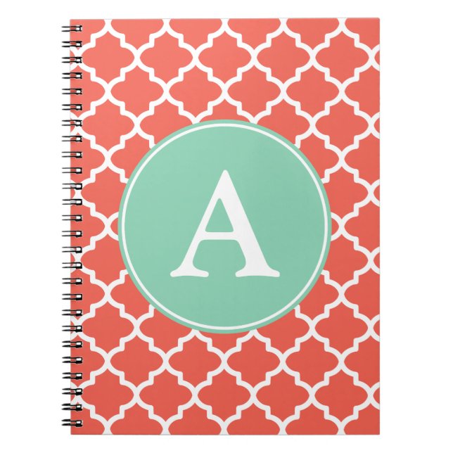 Caderno Espiral Notebook Monogramed Coral Mint (Frente)