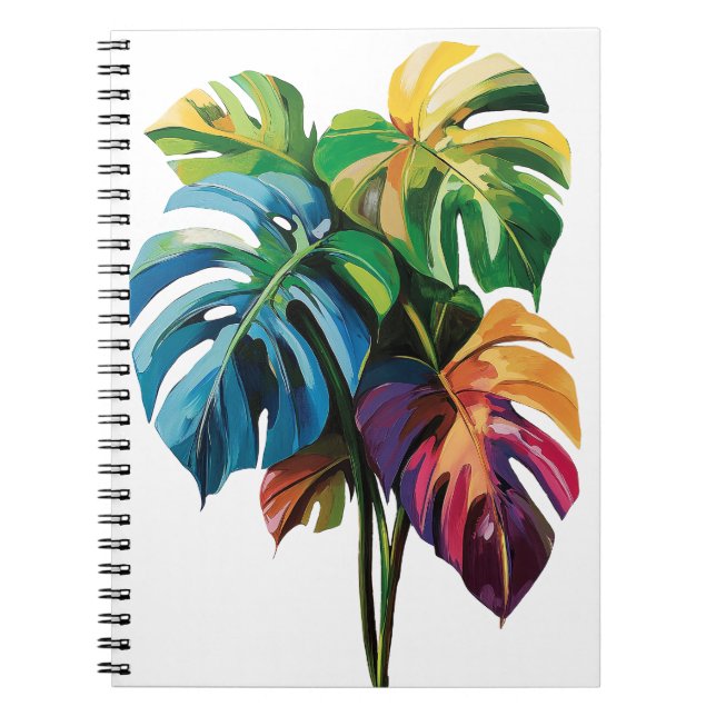 Caderno Espiral Notebook Monstera Leaf Colorido (Frente)