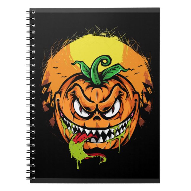 Caderno Espiral notebook monstro da abóbora halloween (Frente)