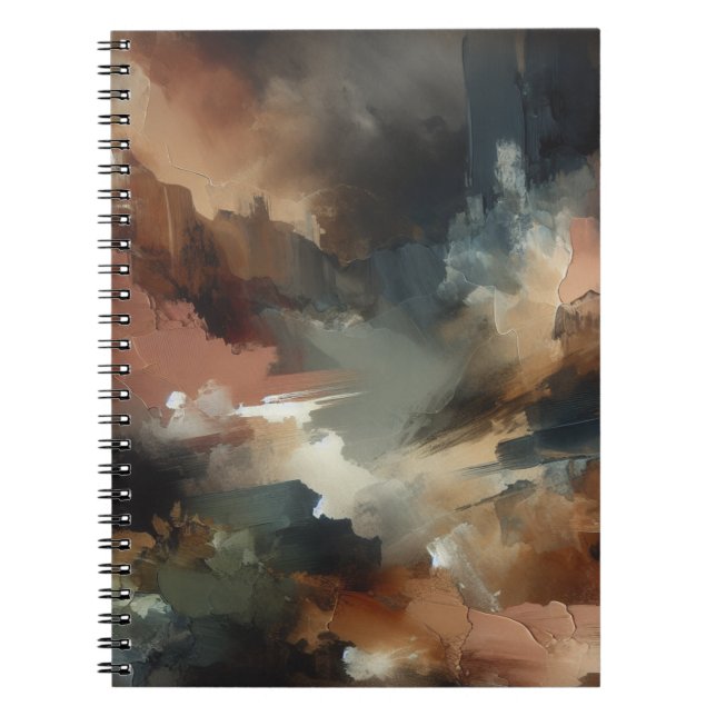 Caderno Espiral Notebook Moody Earth Tone Abstrato Art (Frente)
