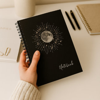 Caderno Espiral Notebook "Moon & Stars Cosmic Abstrato