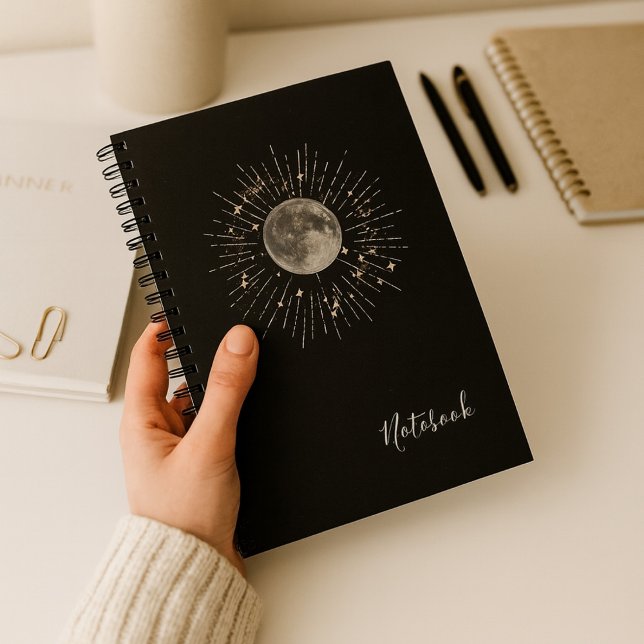 Caderno Espiral Notebook "Moon & Stars Cosmic Abstrato (Criador carregado)