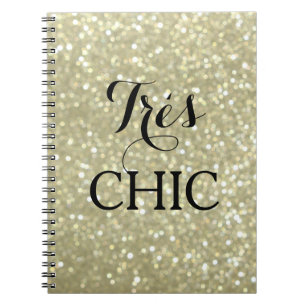 Caderno Espiral Notebook MUITO CHIC Dourado cintilante