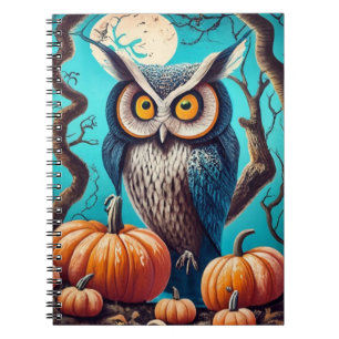 Caderno Espiral Notebook Mystical Owl Charm Halloween com abóbora