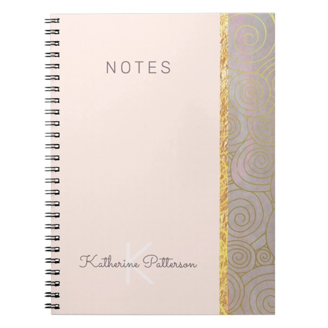 Caderno Espiral Notebook na moda cor-de-rosa Dourado para espiral  (Frente)