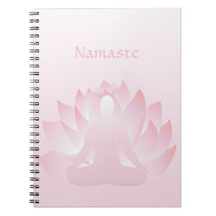 Caderno Espiral Notebook Namaste Yoga Lotus Pose Flor Rosa