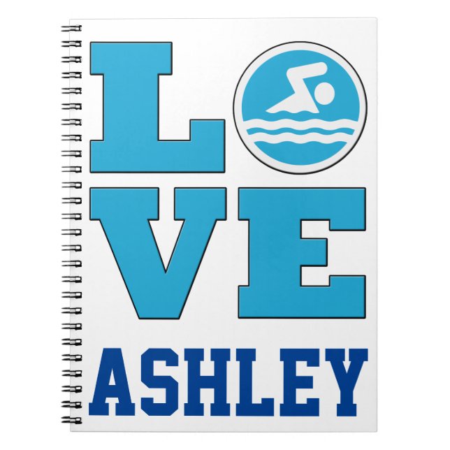 Caderno Espiral Notebook Natação Love para Swimmers e Sw Competiti (Frente)