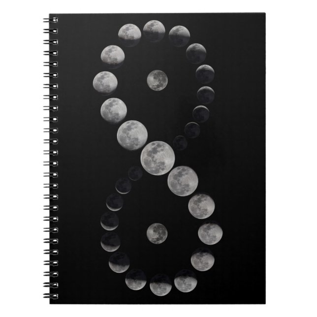 Caderno Espiral Notebook negro infinito de fase lunar (Frente)