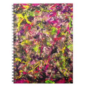 Caderno Espiral Notebook Neon Chaos Abstrato Paint Splatter