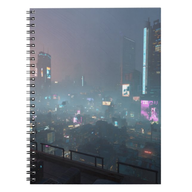 Caderno Espiral Notebook Neon Fog Cyber City (Frente)