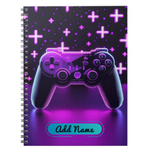 Caderno Espiral Notebook Neon Gamer Controller - Nome editável