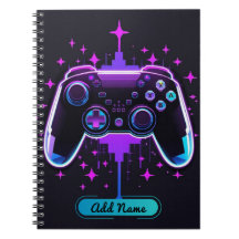 Notebook Neon Gamer Controller (Nome Editável)
