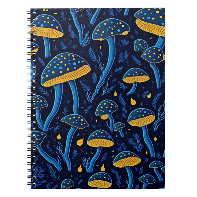 Caderno Espiral Notebook Neon Mushroom Retro (Frente)