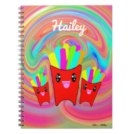 Caderno Espiral Notebook Neon Rainbow French Fries