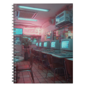 Caderno Espiral Notebook Neon Retro Internet Café