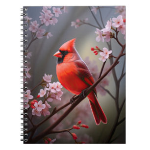 Caderno Espiral Notebook Norte Cardinal Ohio Red Bird Art