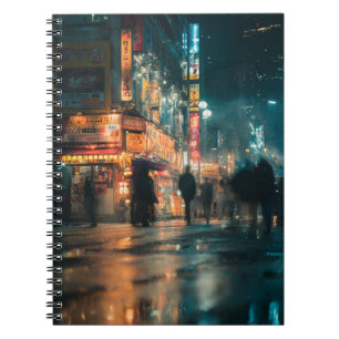 Caderno Espiral Notebook Notebook Neon Rain Notebook Desfocado
