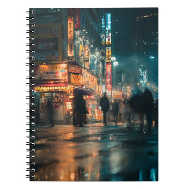 Caderno Espiral Notebook Notebook Neon Rain Notebook Desfocado (Frente)