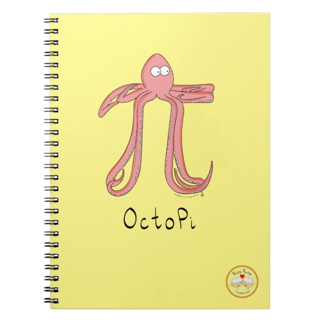 Caderno Espiral Notebook Octopus Cute Math Pi Day (Frente)