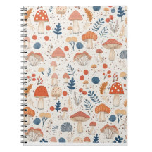 Notebook Orange Autumn Mushroom Fairy Garden