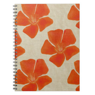 Caderno Espiral Notebook Orange Flowers