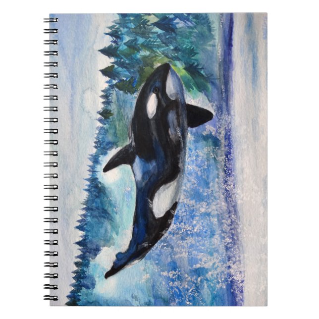 Caderno Espiral Notebook Orca Whale Killer Watercolor (Frente)