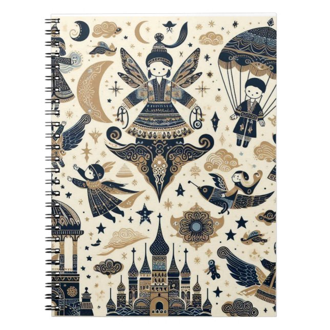 Caderno Espiral Notebook Oriental Dreams: Cultura, Luas e Parachu (Frente)