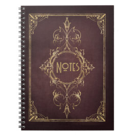 Caderno Espiral Notebook Ornamentado Brown e Frame Dourado