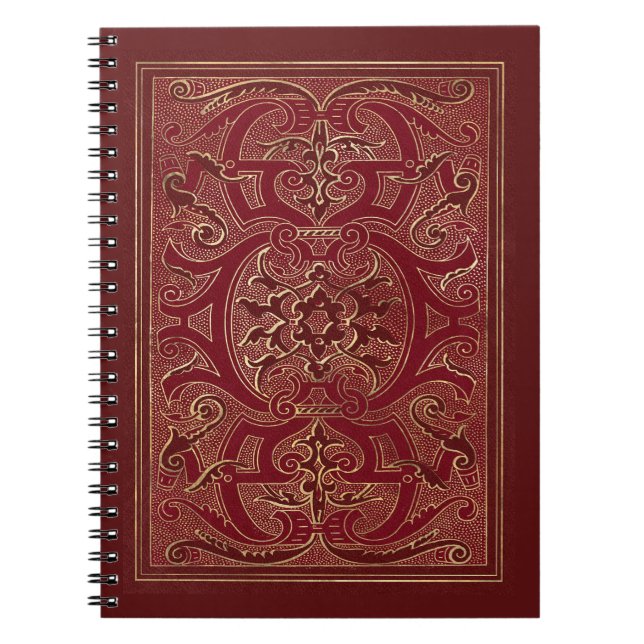 Caderno Espiral Notebook Ornamentado Red and Dourado Frame (Frente)