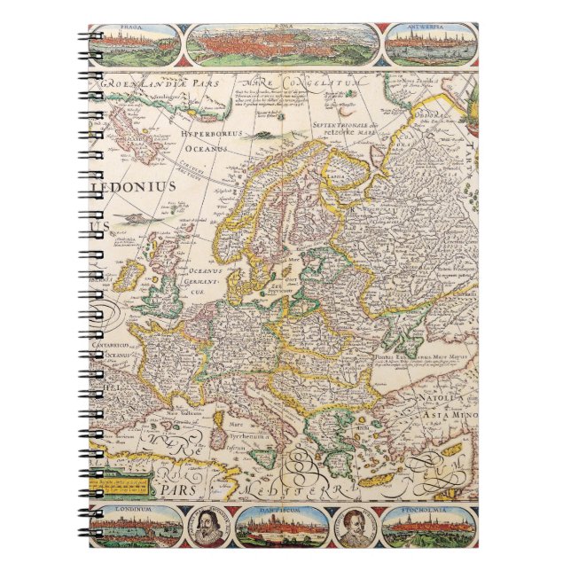 Caderno Espiral Notebook Ornamentado Vintage Europe Map (Frente)