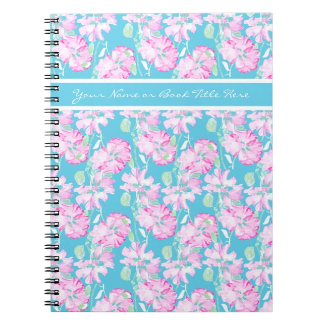 Caderno Espiral Notebook ou Diário espiral personalizado, rosas ro (Frente)