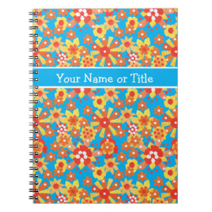 Caderno Espiral Notebook ou Diário personalizável, Flores Ditsy
