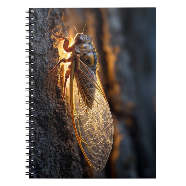 Caderno Espiral Notebook ouro Cicada Brilhante (Frente)