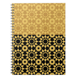 Caderno Espiral Notebook Ouro Geométrico Árabe