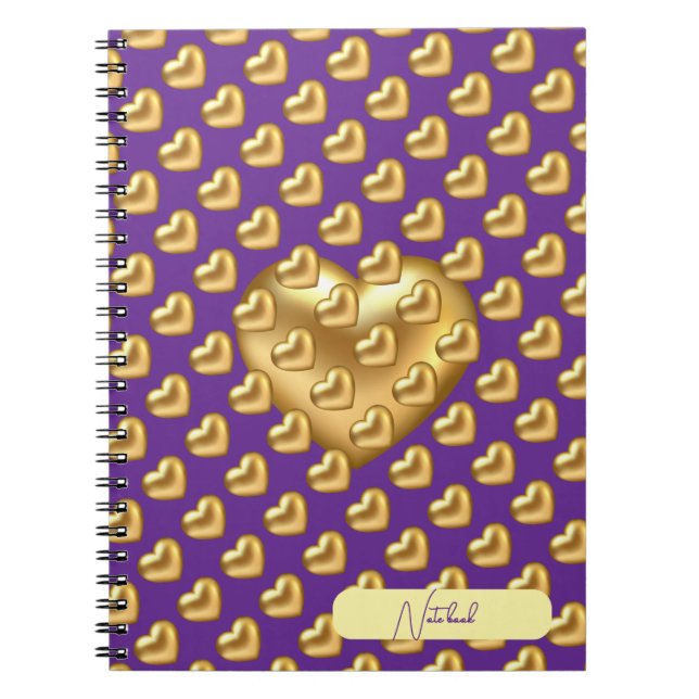 Caderno Espiral Notebook Ouro Heart (Frente)