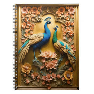 Caderno Espiral Notebook Ouro Peacock Design