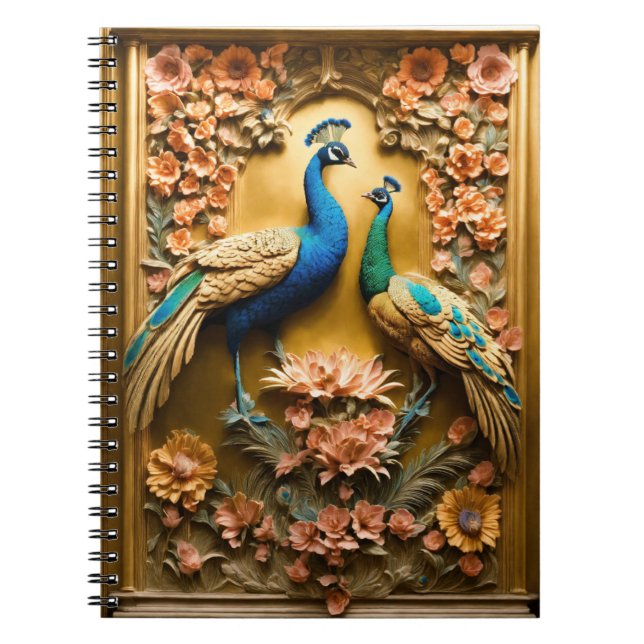 Caderno Espiral Notebook Ouro Peacock Design (Frente)
