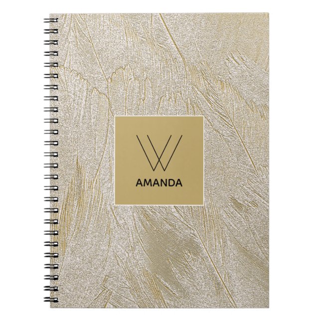 Caderno Espiral Notebook Ouro Swan Feather Monograma (Frente)
