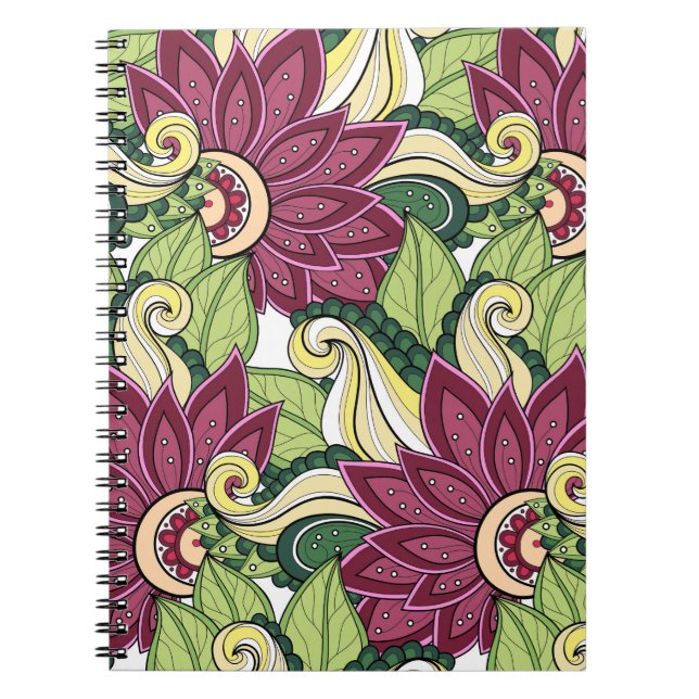 Caderno Espiral Notebook P4 Flores E Roteamento (Frente)