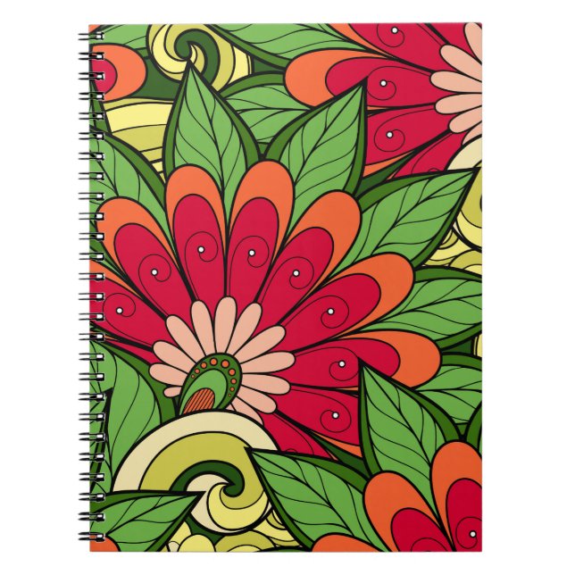 Caderno Espiral Notebook P6 Flores E Roda (Frente)