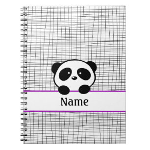Caderno Espiral Notebook Panda Bear Roxo e Preto Personalizado