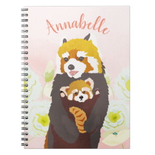 Caderno Espiral Notebook Panda Vermelho Cor-de-Rosa Personalizado