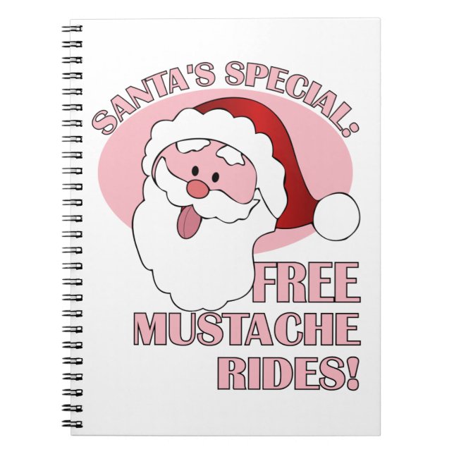 Caderno Espiral notebook Papai noel Mustache Rides (Frente)